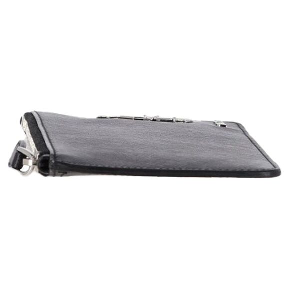Prada Bellhop Zipped Key Holder Wallet in Black Saffiano Leather